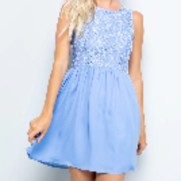 Francesca's Blue Floral Dress - SZ. L - Picture 2 of 15